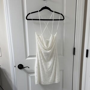 Chic White Sequin Mini Dress